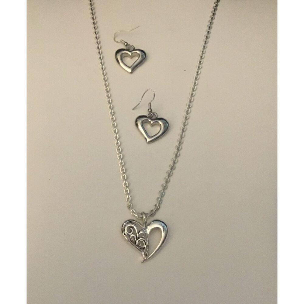 Silver Filigree Heart Necklace/Earrings